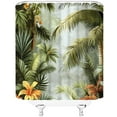 thumbnail image 3 of Tropical Jungle Plant Shower Curtain Hawaii Green Leaves Rainforest Palm Tree Watercolor Botanical Flower Banana Leaf Nature Polyester Fabric Bathroom Curtain Sets Hooks, 3 of 6