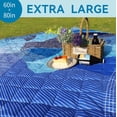 thumbnail image 3 of Whale Flotilla Extra Large Outdoor Picnic Blanket (60”x80”), Waterproof Wear-resistant Beach Blanket, Foldable Handy Mat Tote Spring Summer Great for Camping and Park, Blue, 3 of 6