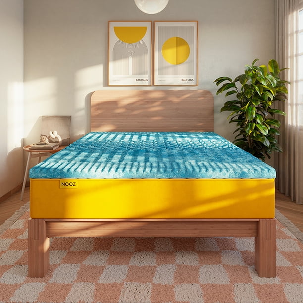 Cubre Colchón Nooz Memory Foam Infusionado con Gel Colchoneta Espuma Memory Foam 5cm Azul Matrimonial