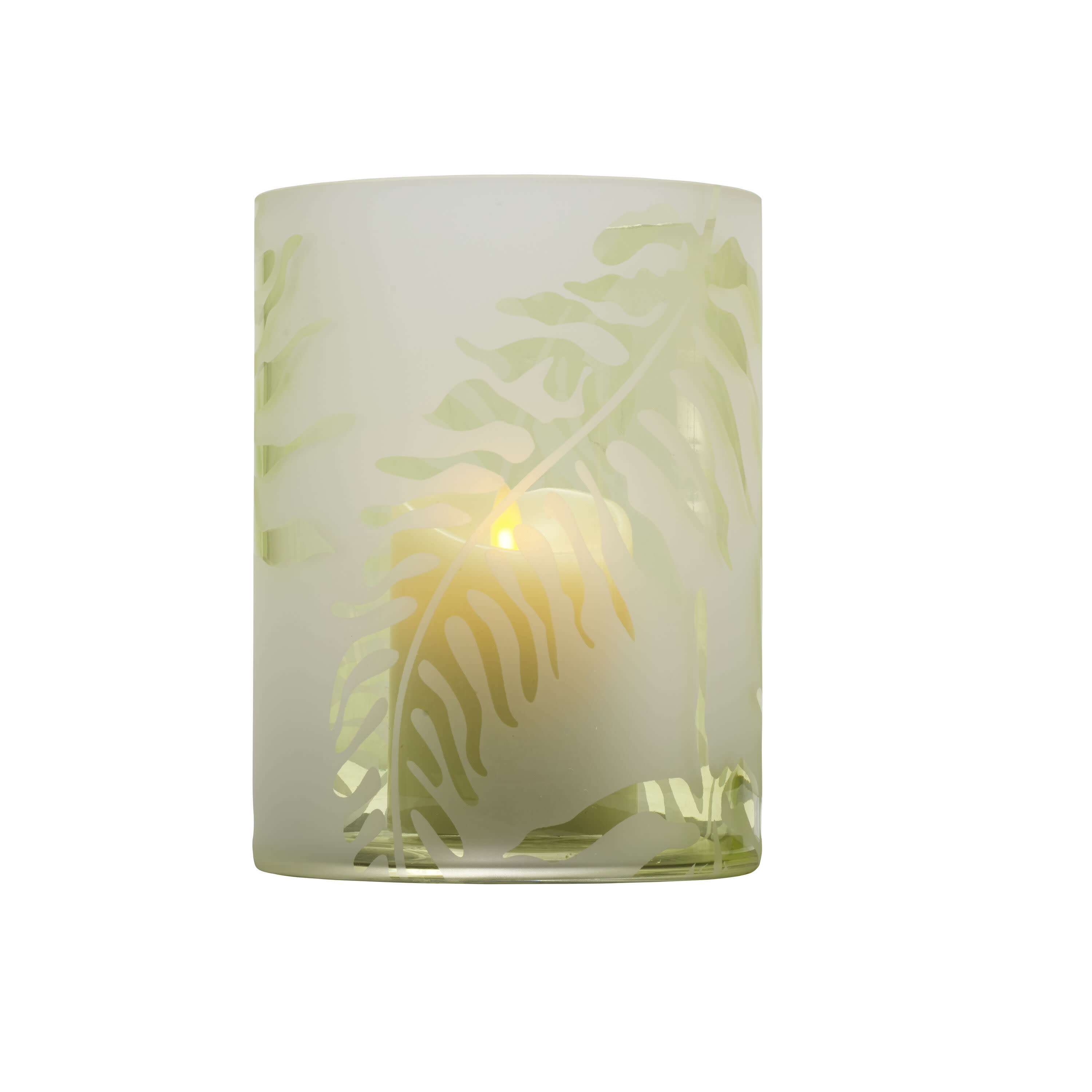 Elements 6-inch X 8-inch Philo Leaf Glass Hurricane