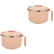 Japanese Noodles Ramen 2 Count Airtight Bento Bowl Insulation Portable Pink Student