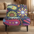 thumbnail image 2 of HELLHERO Elastic Bottom Armless Accent Chair Cover Stain Protection Easy to Install Armless Accent Chair Washable Cover for Living Room, Flowers, 2 of 8