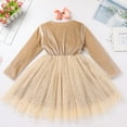 thumbnail image 3 of IDOPIP Toddler Baby Girls Velvet Tutu Tulle Dress Long Sleeve Xmas Wedding Party Fall Winter Dress, 3 of 9