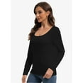 thumbnail image 4 of Women Long Sleeve Scoop Neck Slim Fitted Basic Soft T-Shirts, 4 of 6
