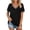 Black, variant on Womens Tops Summer Cotton Short Sleeve V-Neck Circle Tops - Ruffle Accent for Streetwear Navy XXL