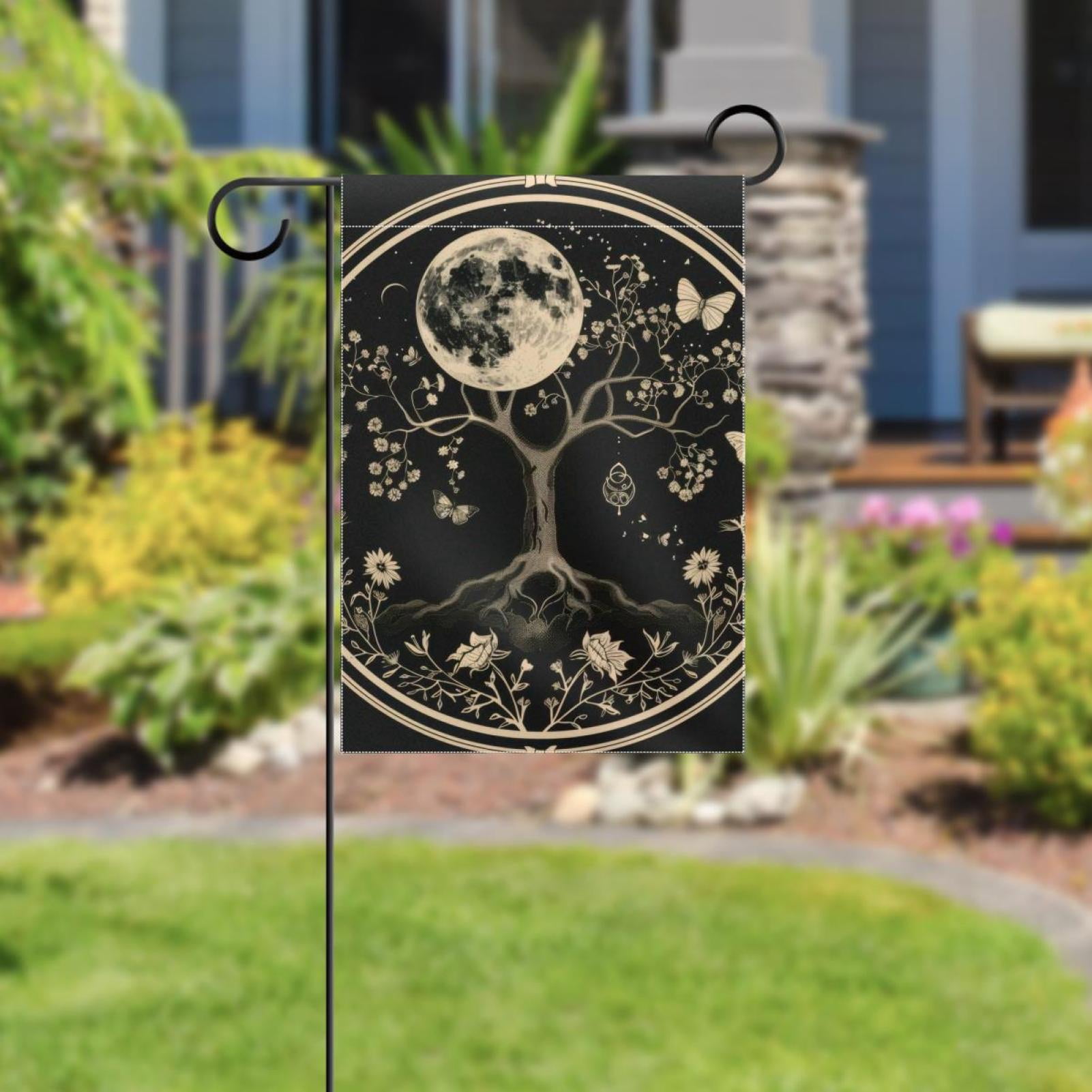 Welcome Aesthetic Tree of Life Nature Flower Butterfly Boho Mandala Garden Flag, Vertical Double Sided Small House Flag, Yard Farmhouse Outdoor Deck Veranda Lawn Decor 28x40 Inch