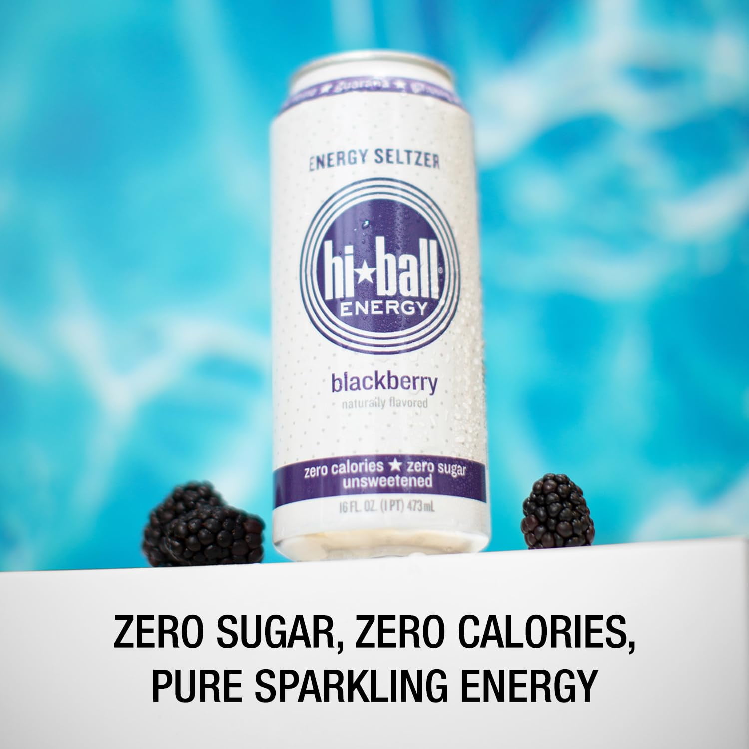 Hiball Clean Energy Drink, Zero Sugar Caffeinated Seltzer Water, Blackberry, 16 Fl Oz, 12 Pack