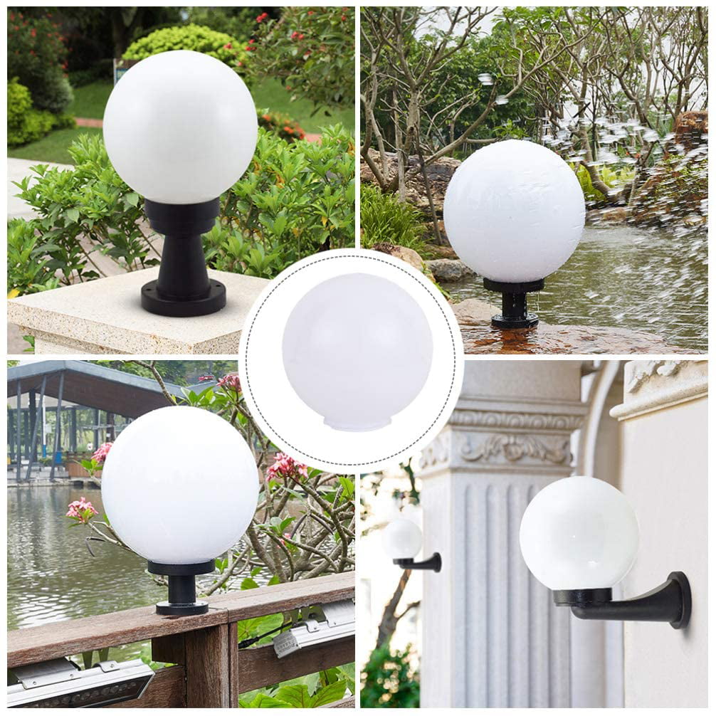 Beaupretty 2Pcs Acrylic Lamp Post Globe Outdoor Lamp Light Replacement Cover White 250MM 95MM 
