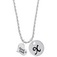 thumbnail image 1 of Delight Jewelry Silvertone Small Good Luck Heart Silvertone Script Initial Disc - X - Charm Necklace, 20"+3", 1 of 1