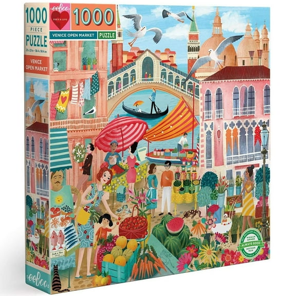 eeBoo Piece and Love Venice Open Market 1000 piece square adult Jigsaw Puzzle