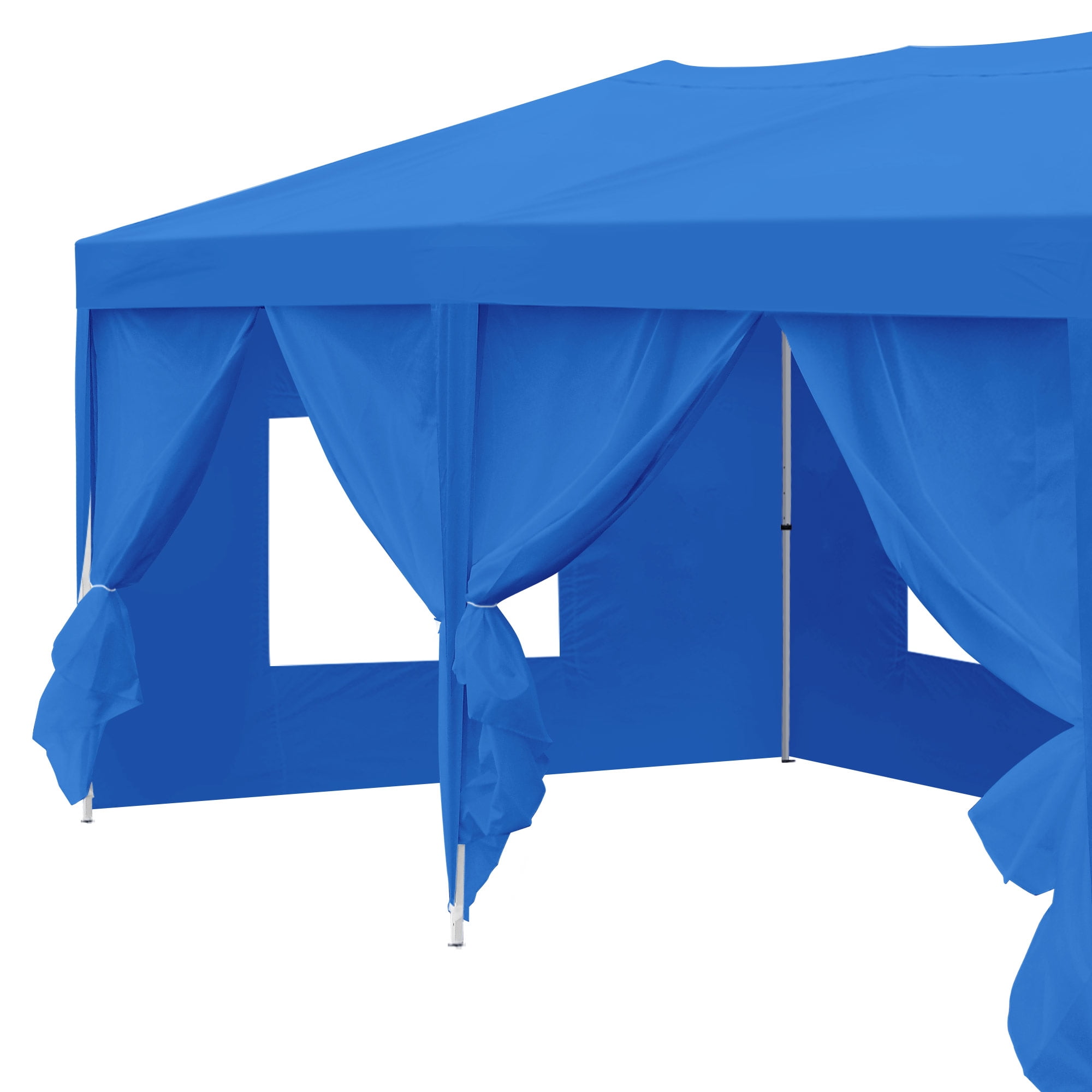 Uforic 10x20FT Blue Outdoor Pop-Up Canopy Tent, Steel Frame, Oxford Fabric, 6 Side Curtains, Adjustable Height