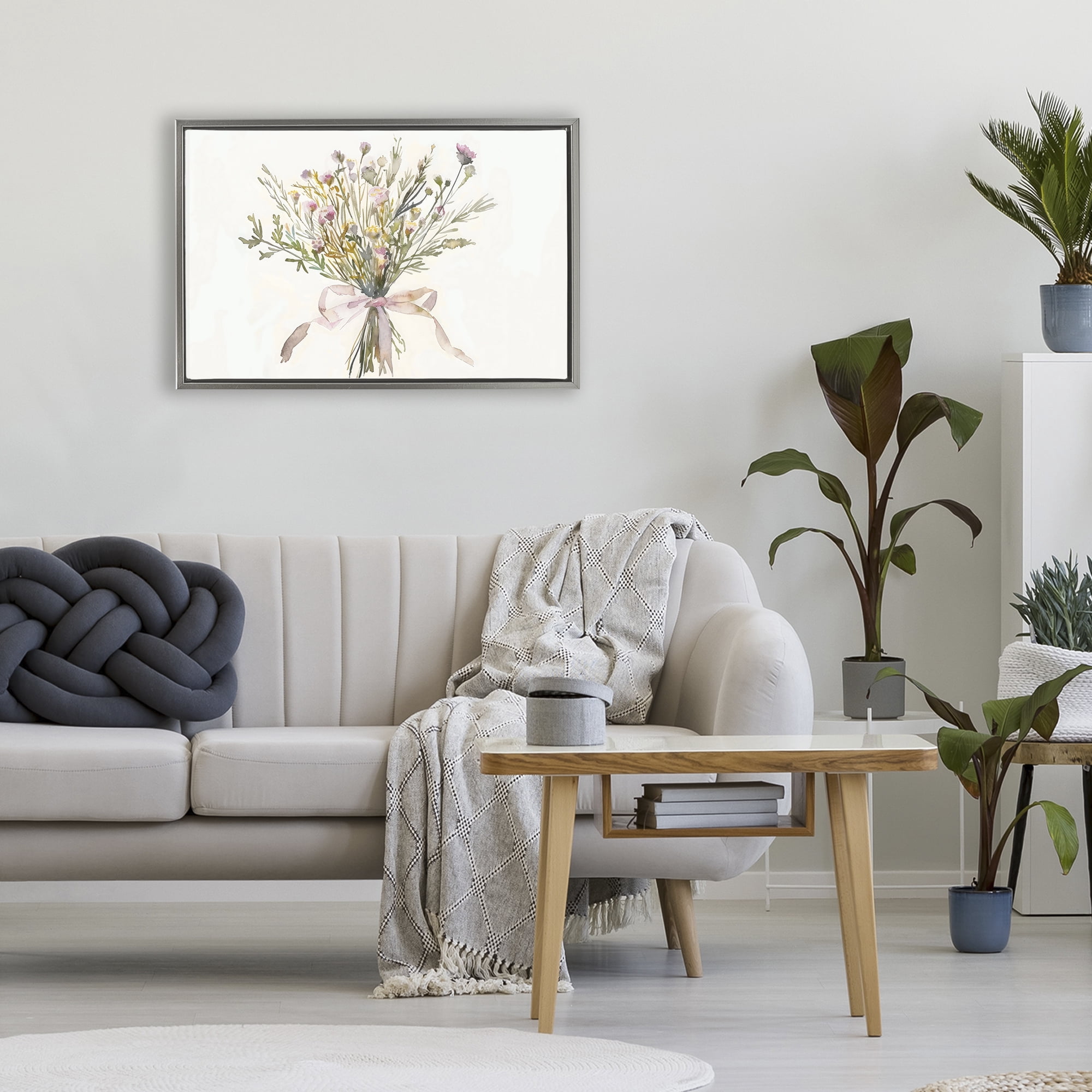 Stupell Industries Bouquet of Spring Wildflowers Gray Framed Floater Canvas Wall Art, design by Creative Studio