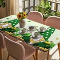 thumbnail image 3 of St. Patrick's Day Table Cloths for 4 Foot Rectangle Tables, Gnomes Shamrocks Gold Coin Ombre Green Patio Waterproof Elastic Fitted Tablecloths, Washable Rectangular Table Cover for Camping, 3 of 8
