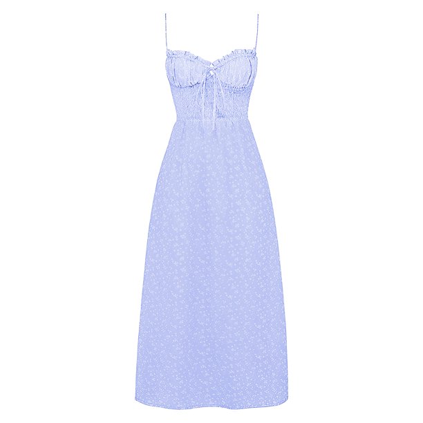 Vestido Camisola De Verano Para Mujer Estampado De Flores Correa De Espagueti Lazo Frontal Vestido De Espalda Abierta