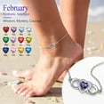 thumbnail image 2 of Pulsera de tobillo Silvora de plata esterlina para mujer con piedra de nacimiento de corazón de febrero, 2 of 8