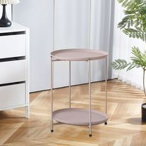 Yyuenw Double-layer Round Small Coffee Table,2-Tier Side Table Nightstand,Plastic Small Corner Table Modern Concise Living Room Bedroom Small Round Table