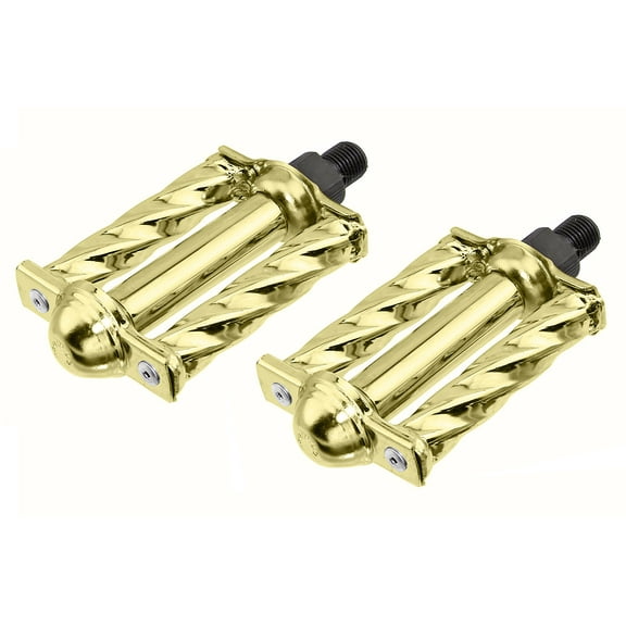 bike Mini Square Twisted Pedals 1/2" Gold.
