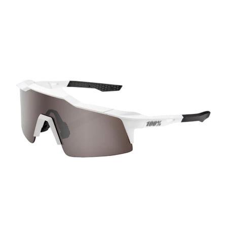 100 Percent Speedcraft SL HiPER Silver Mirror Lens Sunglasses with Shatterproof and Lightweight Grilamid TR90 Frame (Matte White)