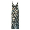 thumbnail image 4 of Wycnly Jumpsuits for Women Dressy Vintage Western Graphics Loose Wide Leg Strap Pocket Jumpsuist Overalls Summer V-Neck Sleeveless Ethnic Style Print Long Trendy Rompers Gold m, 4 of 5