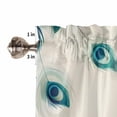 thumbnail image 5 of Tier Curtains 45 Inches Long, Peacock Feather Window Treatment Curtain Drapes, Teal Ethnic Rustic Farmhouse Elegant Window Half Privacy Curtains for Bedroom Bathroom, 42"x45", 2 Panels, 5 of 7
