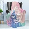 thumbnail image 4 of Enjoy the Little Things Soft Flannel Fleece Blanket, Inspirational Hand Lettering Words on Grunge Color Smear Background, Cozy Plush for Indoor and Outdoor Use, 60" x 80", Multicolor, by Ambesonne, 4 of 5