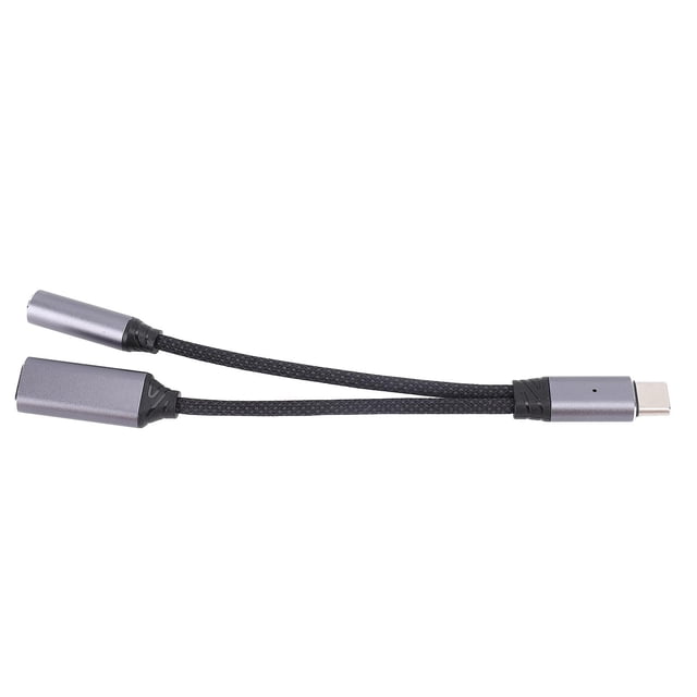USB C Male To USB C Female Adapter, USB C To 3.5mm Sound Adapter Easy To Use 2 in 1 Support 100W PD Clear Sound Quality for Study Work Life Grey,White