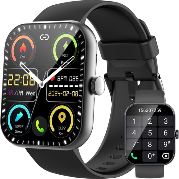 Smart Watch for Men Women Fitness,1.96" HD Touch Screen Fitness Tracker with Bluetooth Call Answer/Dial,Fitness Watch with 100 Sports Modes,Pedometer,Calorie Counter,IP68 Waterproof Smartwatch Compa