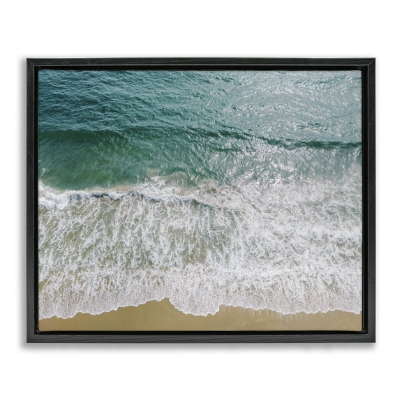 Stupell Industries Coastal Sea Waves Landscape Photography Black Floater Framed Canvas Art Print Wall Art, 21 x 17
