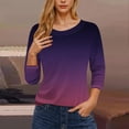 thumbnail image 2 of UAMVSH Women Plus Size Shirts Gradient Printed Tops Comfy Summer Fall 3/4 Sleeve V-Neck Tees Trendy Dressy Casual Vacation Outfits(XX-Large,Purple), 2 of 5