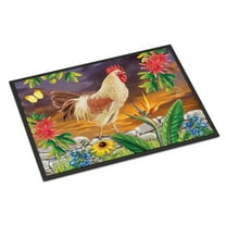 Carolines Treasures PRS4025JMAT White Rooster Door Mat Indoor Rug or Outdoor Welcome Mat 24x36 Doormat  36"L x 24"W