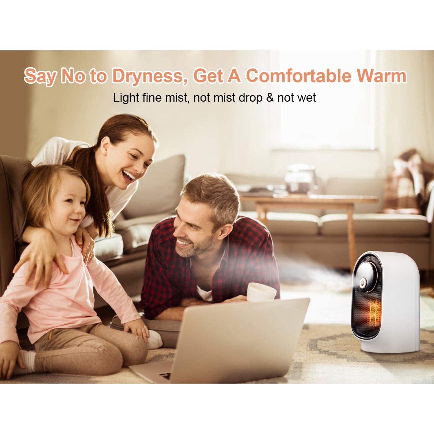 Geek Heat Slim Oscillating Desktop Space Heater with Humidifier, White - image 4 of 7