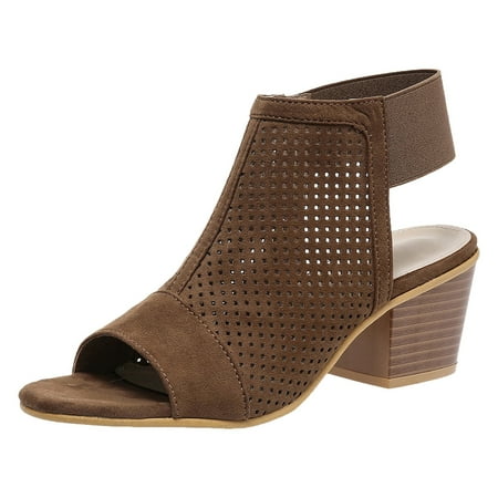 

EHQJNJ Female Sandals Women Heels Dressy Women Shoes Thick Heeled Sandals Fashionable Open Toed Fish Mouth Sandals Strappy Sandals for Women Womens Sandals Comfortable Walking