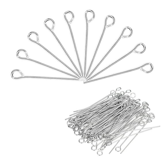 500Pcs Eye Pins Jewelry Findings Eye Pins 20mm Iron Eye Pins for Jewelry Making 21 Gauge Silver