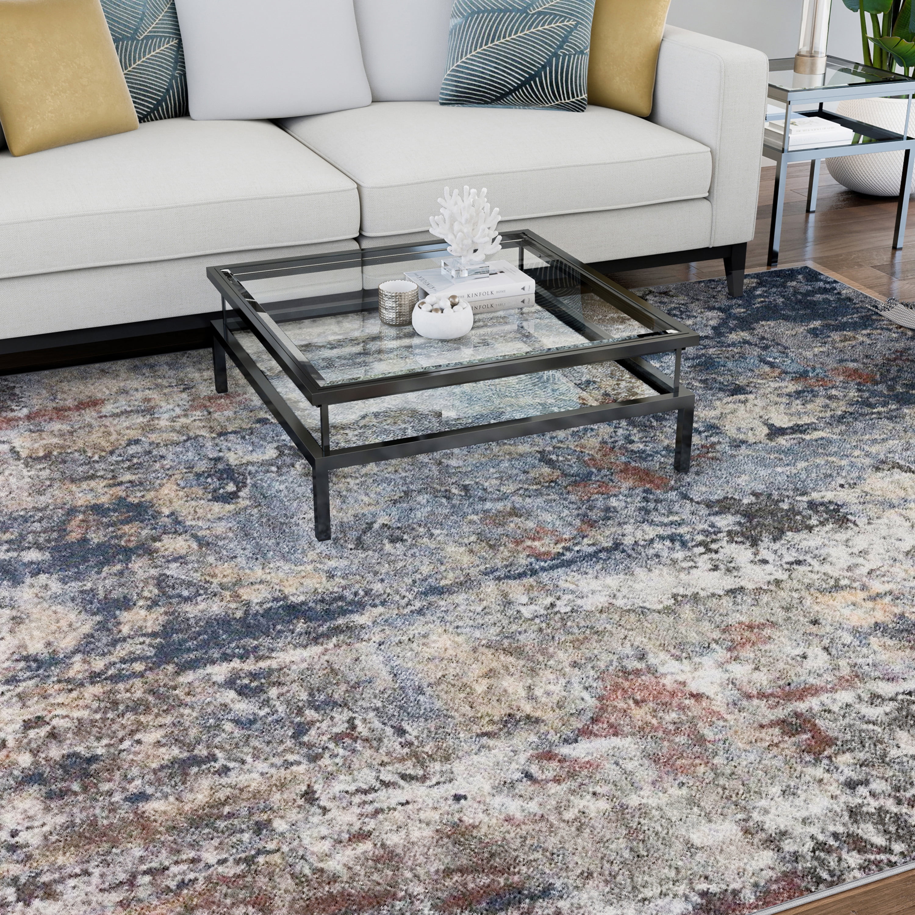 Bliss Rugs Modern Contemporary Abstract Area Rug, Indoor Rugs for Living Room, Dining Room, Bedroom | Navy, 8' x 10' (7'10''x10'2'')