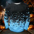 thumbnail image 6 of Rexolia Mens Oversized Waffle T Shirt Halloween Spider Bat Graphic Long Sleeve Casual Comfort Top Blue 5XL, 6 of 7
