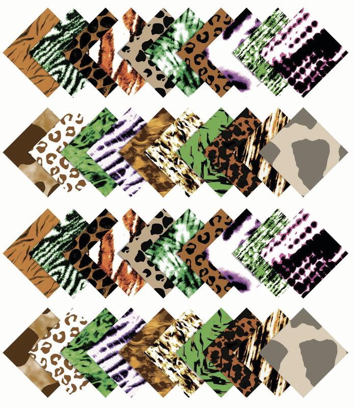 Soimoi 40Pcs Animals Print Cotton Precut Fabrics For Quilting Craft Strips 2.5x42inches Jelly Roll - Multicolor