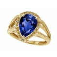 thumbnail image 2 of Star K � Pear Shape Created Sapphire Halo Split Shank Big Stone Ring, 2 of 9