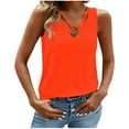 thumbnail image 2 of Tank Tops for Women Plus Size Sleeveless V-Neck Solid Color Summer Tank Orange XL, 2 of 4