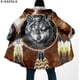 thumbnail image 2 of Capa gruesa y cálida con capucha para hombre, abrigo de lana a prueba de viento, con estampado 3D de Luna y Lobo, Native Dream Catcher, bata, manta, 6, 2 of 4