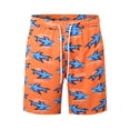 thumbnail image 5 of Tisuna Mens Swim Shorts Shark Print Drawstring Elastic Waist Straight Leg Swim Trunks Soft Comfort Fit Men Summer Pool Surfing Shorts Orange Size L, 5 of 7