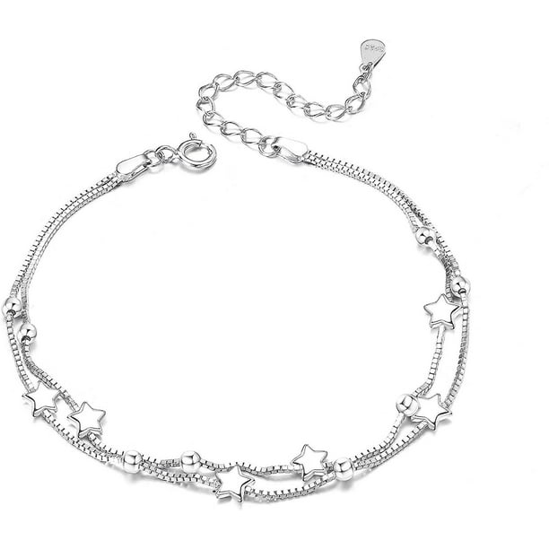 Women s Stars Chain Bracelets 925 Solid Sterling Silver Bracelet For Women Girls