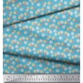 thumbnail image 3 of Soimoi Blue Cotton Poplin Fabric Daisies Floral Printed Craft Fabric by the Yard 58 Inch Wide, 3 of 3