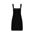 thumbnail image 5 of aohooy Women's Corduroy Overall Dress Dressy Sleeveless A Line Cute Jumper Pinafore Wide Strap Pockets Mini Dress Skirt Black,S, 5 of 7