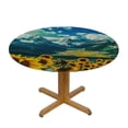 thumbnail image 3 of Orinice Sunflowers Mountains Clouds Round Table Cover Stain Resistant Washable Indoor Outdoor Tablecloth Kitchen Dining Wedding Parties Outdoor Fitted 100% Polyester Fiber 46-50, 3 of 8