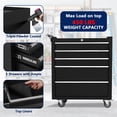 thumbnail image 4 of 26-Inch 5-Drawer Rolling Tool Chest - Heavy-Duty Metal Toolbox with Secure Auto-Locking System - Sliding Drawers & Lockable Wheels - Mobile Storage Cabinet for Garage, Workshop, Warehouse - Black, 4 of 7