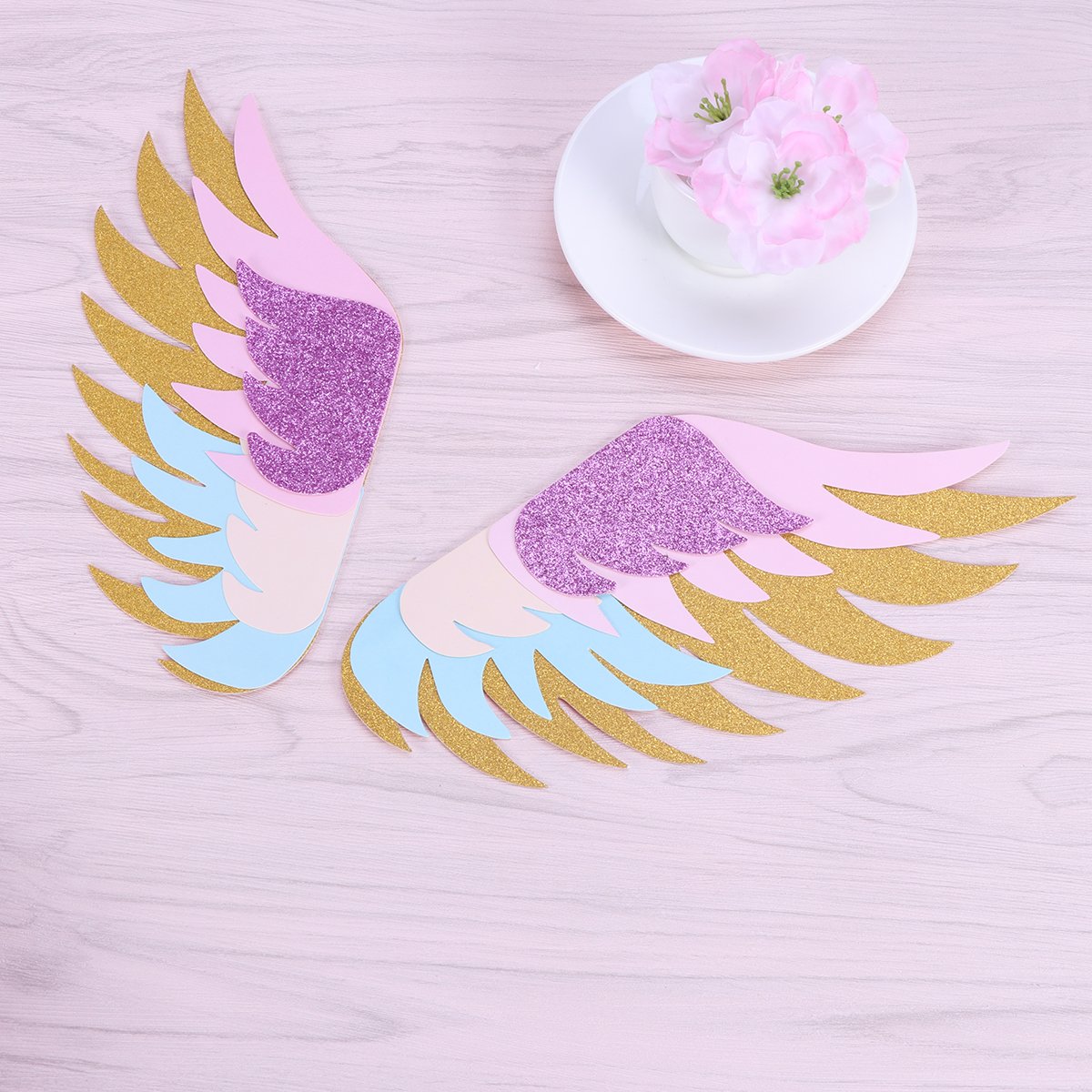 Unicorn Wings Cake Topper Glitter Paper Cake Insertion Card Cake Decoration Cupcake Toppers Birthday Baby Shower Wedding 3PCS - image 2 of 6
