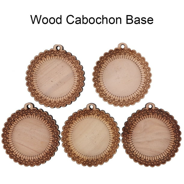 Wood Cabochon Base 5PCS Strong Wood Pendant Base Tray Brown