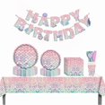 thumbnail image 1 of Juego de vajilla para fiesta de cumpleaños para niños, decoración de cumpleaños con temática de sirena, 118 Uds., 1 of 5