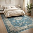 thumbnail image 3 of ODIKA 8'x10' Washable Area Rug Durable, Non-Slip Chinoiserie Vintage Distressed Border Dusty Flower Dorm Rig Beachy for Living Room, Under Sectional, Family, 3 of 7