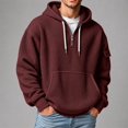 thumbnail image 2 of Bainana Men'S Half Zip Hoodie Long Sleeve Comfortable Hoody Solid Color Hooded Tops Streetwear Fall Outfit Size Xxxxxl, 2 of 4